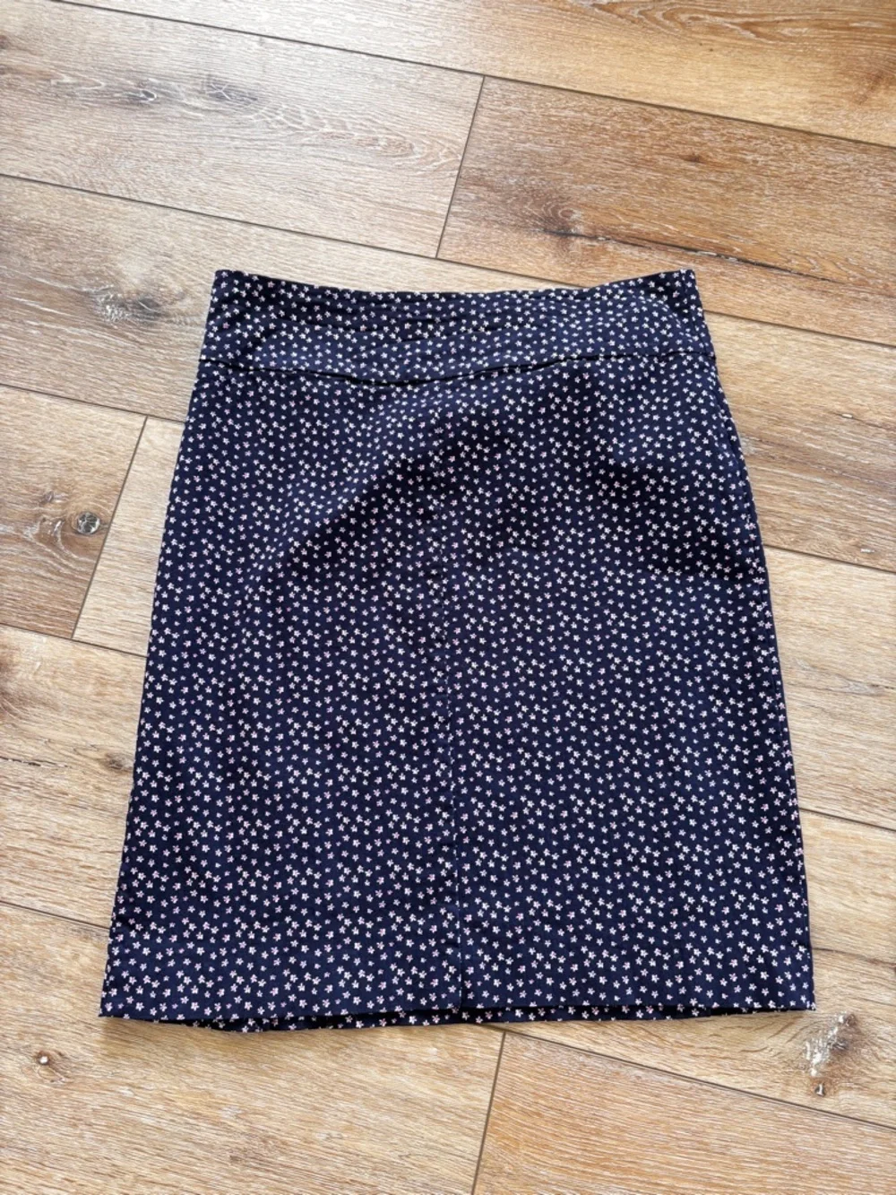 Margaret M Womens Pencil Skirt Floral Pull On Size Medium Comfort Stretch Navy